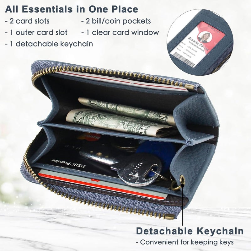 kilofly Genuine Leather Card Slot ID Holder Wallet + Keychain Cable Organizer - Image 2